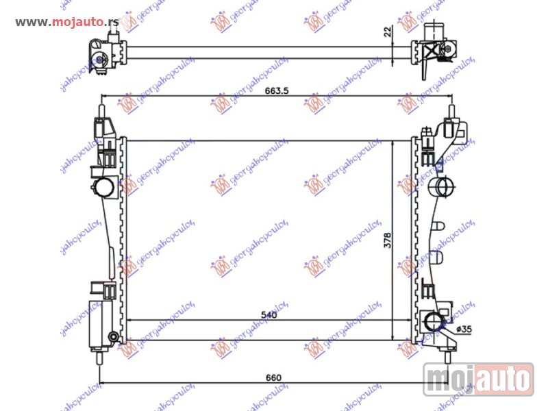 Glavna slika -  HLADNJAK MOTORA BENZIN (+/-AC) (54x37.5) Opel corsa d 06-15 -dostupno - MojAuto