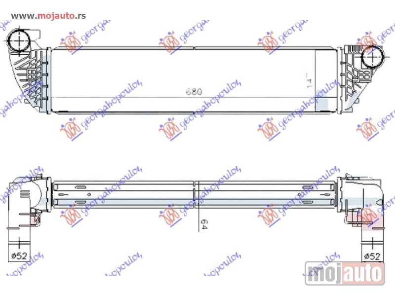Glavna slika -  HLADNJAK INTERKULERA 1.9-2.0-2.2 dCi DIZEL (680x150x64) Renault espace 03-12 -dostupno - MojAuto