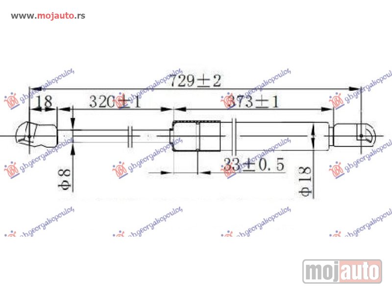 Glavna slika -  AMORTIZER HAUBE (730L-250N) Vw golf v 04-08 -dostupno - MojAuto