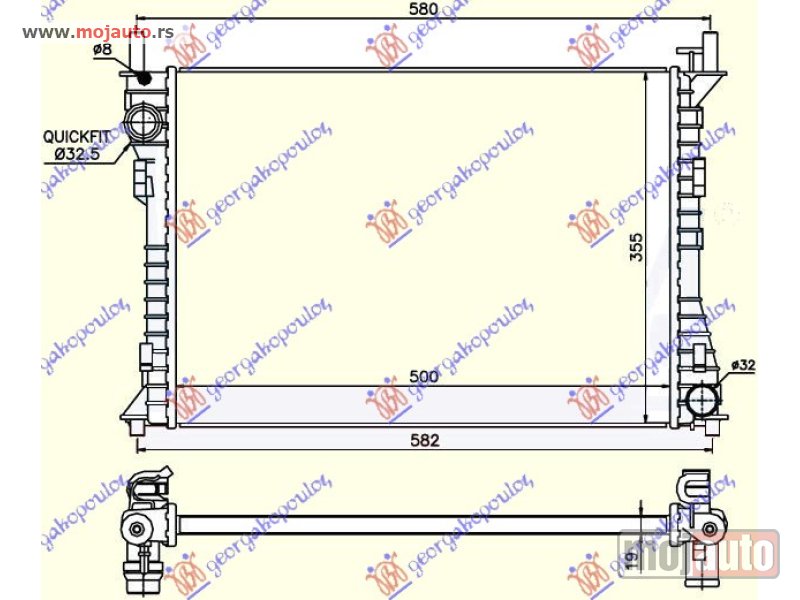 Glavna slika -  HLADNJAK MOTORA 2.0 ST150 (+/-AC) (50x35.8x1.9) Ford fiesta 02-08 -dostupno - MojAuto