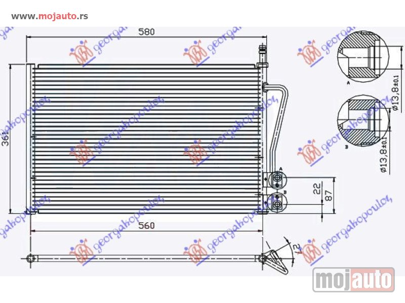 Glavna slika -  HLADNJAK KLIME BENZIN - 1.4TDCi DIZEL (530x335x16) Ford fiesta 02-08 -dostupno - MojAuto