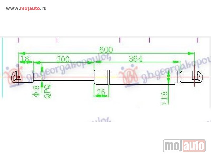 Glavna slika -  AMORTIZER GEPEK VRATA 5 VRATA (440N) Ford fiesta 02-08 -dostupno - MojAuto