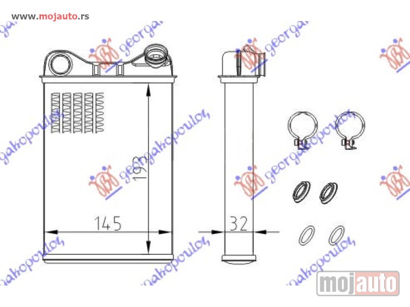 Glavna slika -  GREJAC KABINE (193x145) (TIP VALEO) Fiat punto 99-03 -dostupno - MojAuto