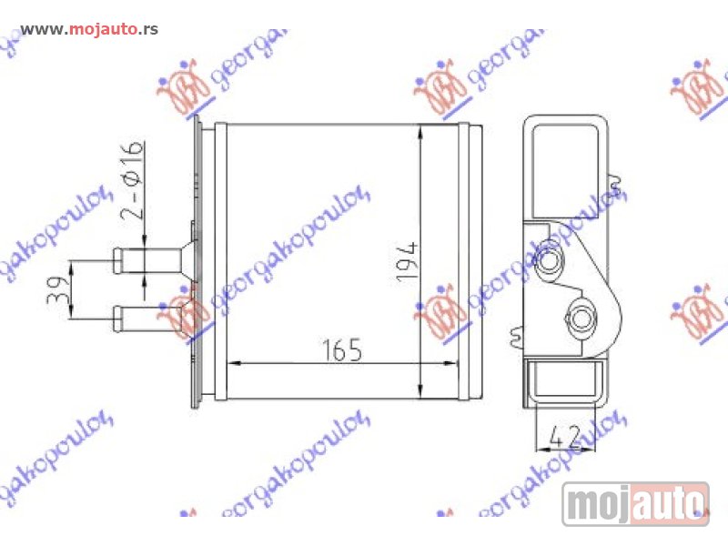 Glavna slika -  GREJAC KABINE (165x194x42) (TIP MARELLI) Fiat punto 95-99 -dostupno - MojAuto