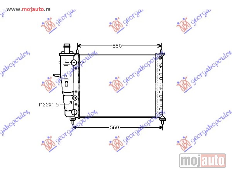 Glavna slika -  HLADNJAK MOTORA 1.6i (+/-AC) (47.5x41) Fiat brava 95-03 -dostupno - MojAuto