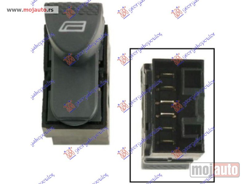 Glavna slika -  PREKIDAC U PREDNJIM VRATIMA (CRNI KONEKTOR) (6 PIN) Desno Fiat marea 96-07 -nedostupno - MojAuto