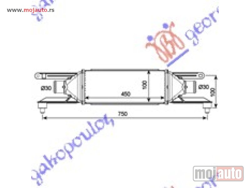 Glavna slika -  HLADNJAK INTERKULERA 1.3 JTD-JTDM (45x100x53) 90 KS Fiat grande punto 05-12 -dostupno - MojAuto