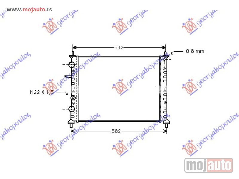 Glavna slika -  HLADNJAK MOTORA ZA SVE MODELE BENZIN (51x41.5x2.4) CEV 8mm BEZ POSUDE Fiat bravo 95-02 -dostupno - MojAuto
