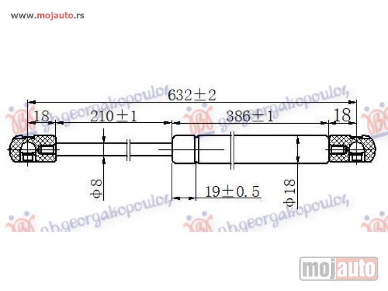 Glavna slika -  AMORTIZER GEPEK VRATA (632L-600N) Peugeot 806 94-02 -dostupno - MojAuto