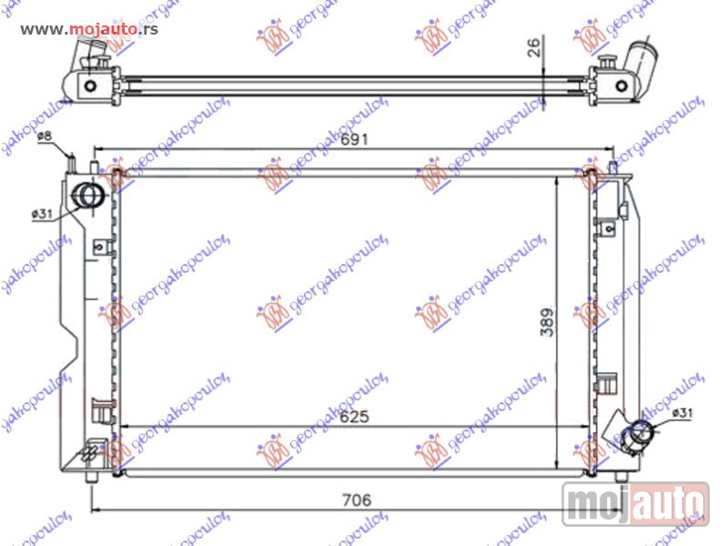 Glavna slika -  HLADNJAK MOTORA 1.4 D4D DIZEL (MAN) (625x390) Toyota corolla (e 12) h/b-l/b 04-06 -dostupno - MojAuto