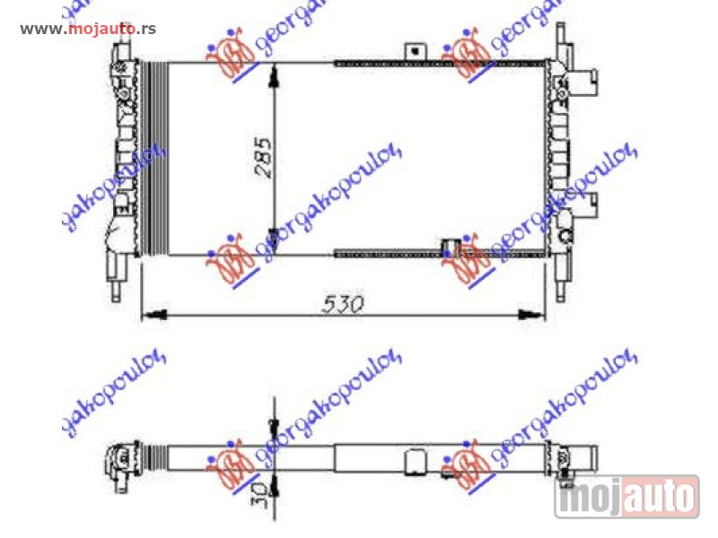 Glavna slika -  HLADNJAK MOTORA 1.2CC (53x29) Opel kadett e 85-88 -dostupno - MojAuto