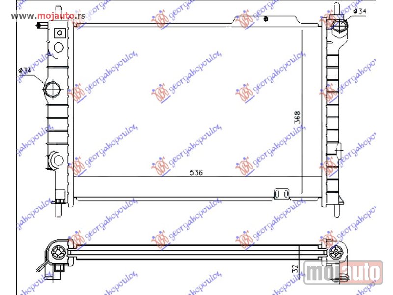 Glavna slika -  HLADNJAK MOTORA 1.7 DIZEL (53.5x37.5) Opel astra f 91-94 -dostupno - MojAuto