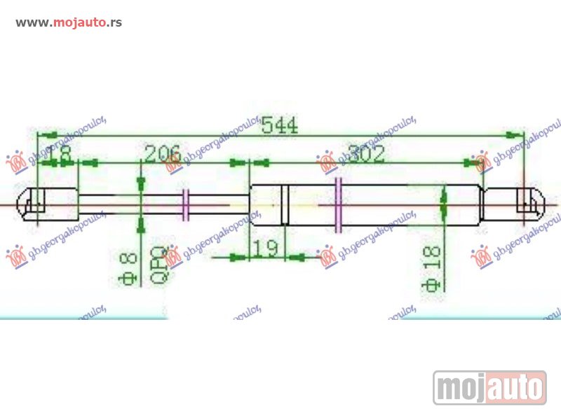 Glavna slika -  AMORTIZER GEPEK VRATA 3 VRATA (543.5L-360N) Opel corsa b 96-97 -dostupno - MojAuto