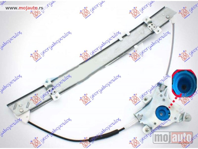 Glavna slika -  PODIZAC PREDNJEG PROZORA ELEKTRICNI (BEZ MOTORA) NOSAC MOTORA VISE OD 3 ZUBA (O) Desno Daewoo lanos sdn 97-08 -dostupno - MojAuto