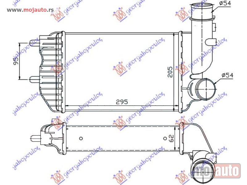 Glavna slika -  HLADNJAK INTERKULERA TURBO DIZEL (295x202x60) Peugeot boxer 94-02 -dostupno - MojAuto