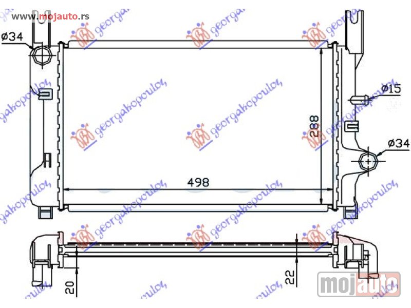 Glavna slika -  HLADNJAK MOTORA 1.4/1.4CAT/1.6/1.6XR2i/1.8D (50x30) Ford fiesta iii 90-95 -dostupno - MojAuto
