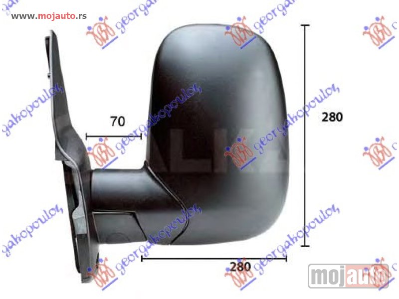 Glavna slika -  RETROVIZOR MEHANICKI KRATKI (KONVEKSNO STAKLO) Levo Ford transit 95-00 -dostupno - MojAuto