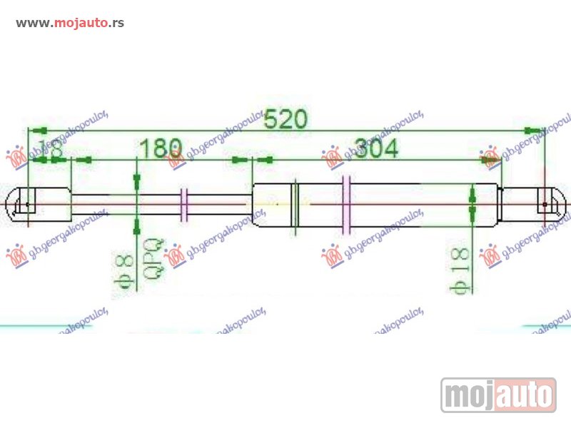 Glavna slika -  AMORTIZER GEPEK VRATA (L/B) (520L-665N) Nissan primera (p11) 96-99 -dostupno - MojAuto