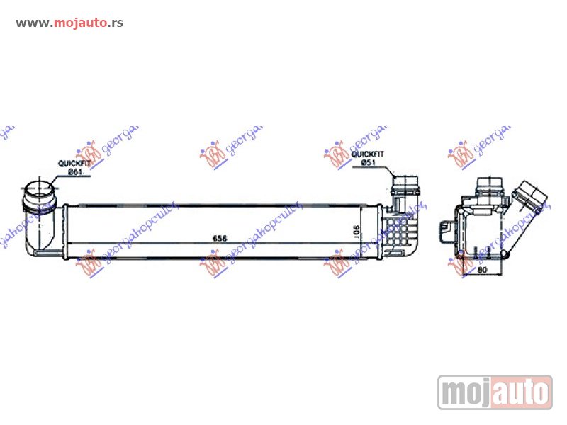 Glavna slika -  HLADNJAK INTERKULERA 2.0 TCE BENZIN - 1.6-1.9 dCi DIZEL (650x105x76) Renault megane coupe 08-14 -dostupno - MojAuto