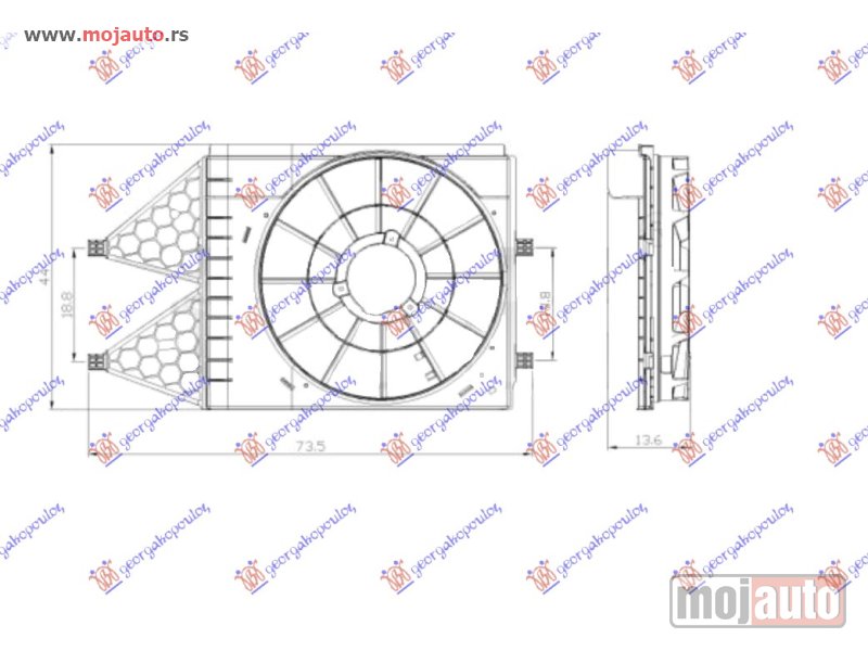 Glavna slika -  NOSAC VENTILATORA (1.0/1.0/1.2TSI/1.2 12V/ 1.2/1.4/1.6 16V/2.0 - 1.2/1.4/1.6/1.9 TDI) Vw polo 09-14 -nedostupno - MojAuto