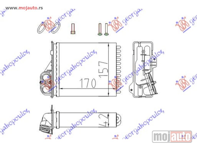 Glavna slika -  GREJAC KABINE (170x157) (KOMPLET) Dacia logan-mcv 05-08/p.up-van 09-12 -dostupno - MojAuto