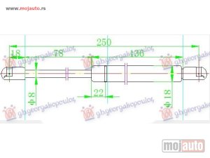 NOVI: delovi  AMORTIZER HAUBE (250L-660N) Ford mondeo 00-07 -dostupno