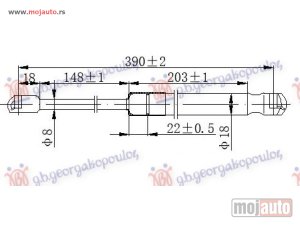 NOVI: delovi  AMORTIZER GEPEK VRATA KARAVAN (390L-800N) Kia ceed 5d 07-10 -dostupno