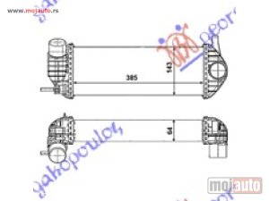 NOVI: delovi  HLADNJAK INTERKULERA 1.5 DCi DIZEL (385x145x64) SRAFLJENJE Renault kangoo 08-13 -dostupno