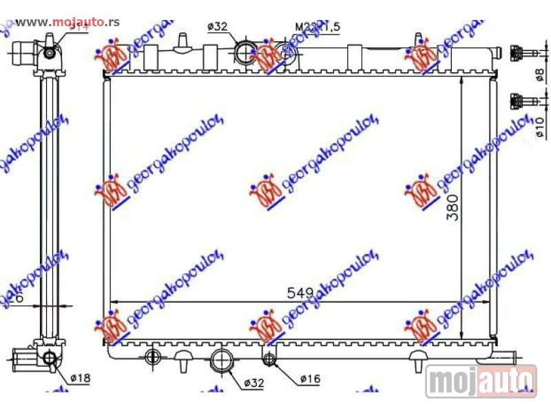 Glavna slika -  HLADNJAK MOTORA 1.4/1.6/2.0 (+/-AC) (38x56x2.7) -02 Citroen xsara picasso 99-07 -dostupno - MojAuto