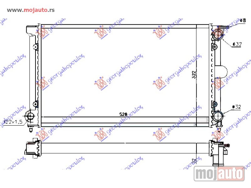 Glavna slika -  HLADNJAK MOTORA BENZIN/DIZEL (+AC) (52.5x32x3.4) (VALEO) Vw caddy 79-95 -nedostupno - MojAuto