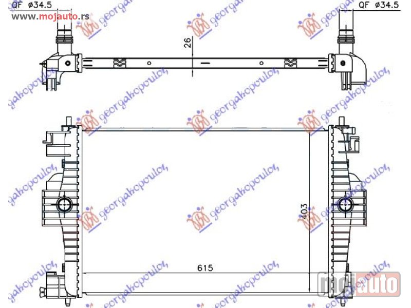 Glavna slika -  HLADNJAK MOTORA 1.6i 16V (61.3x40.5) 10- Citroen ds4 11-15 -dostupno - MojAuto