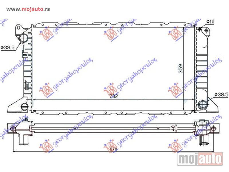 Glavna slika -  HLADNJAK MOTORA 2.5D/2.5TD (+AC) (70.2x36) Ford transit 95-00 -dostupno - MojAuto