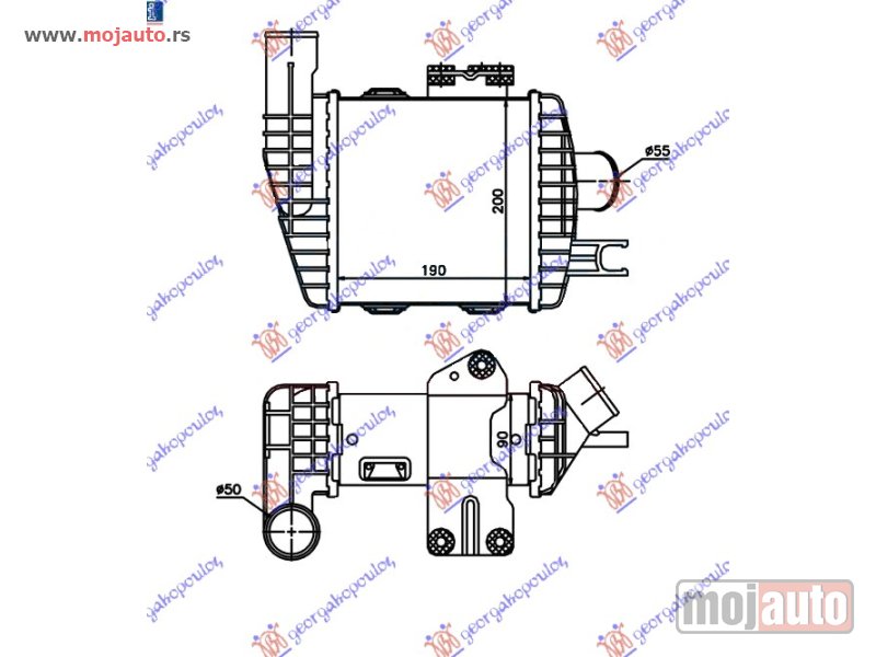 Glavna slika -  HLADNJAK INTERKULERA 2.0 CRDI (190x205x90) Hyundai tucson 04-10 -dostupno - MojAuto