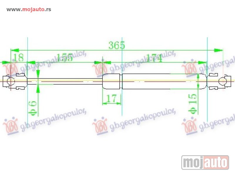 Glavna slika -  AMORTIZER HAUBE (365L-320N) Bmw series 3 (e36) sdn 90-98 -dostupno - MojAuto