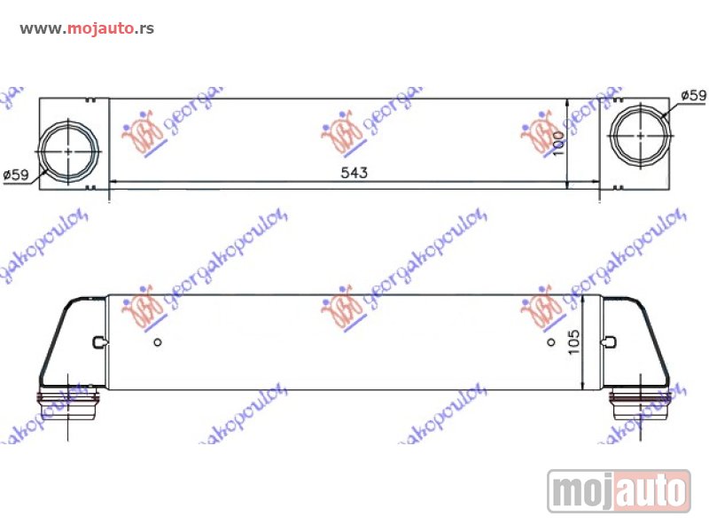 Glavna slika -  HLADNJAK INTERKULERA 2.0-2.5-3.0 (520D-525D-530D) DIZEL (543x100x105) Bmw series 5 (e60/61) 03-10 -dostupno - MojAuto