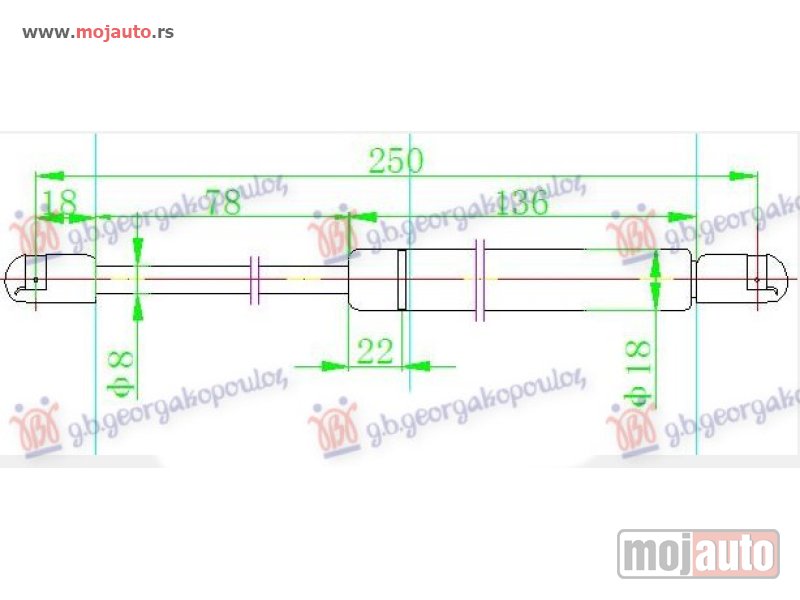 Glavna slika -  AMORTIZER HAUBE (250L-660N) Ford mondeo 00-07 -dostupno - MojAuto