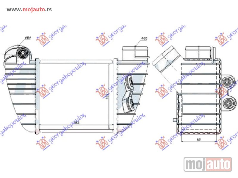 Glavna slika -  HLADNJAK INTERKULERA 1.8T (S3) (185x165x85) Desno Audi tt 98-06 -dostupno - MojAuto
