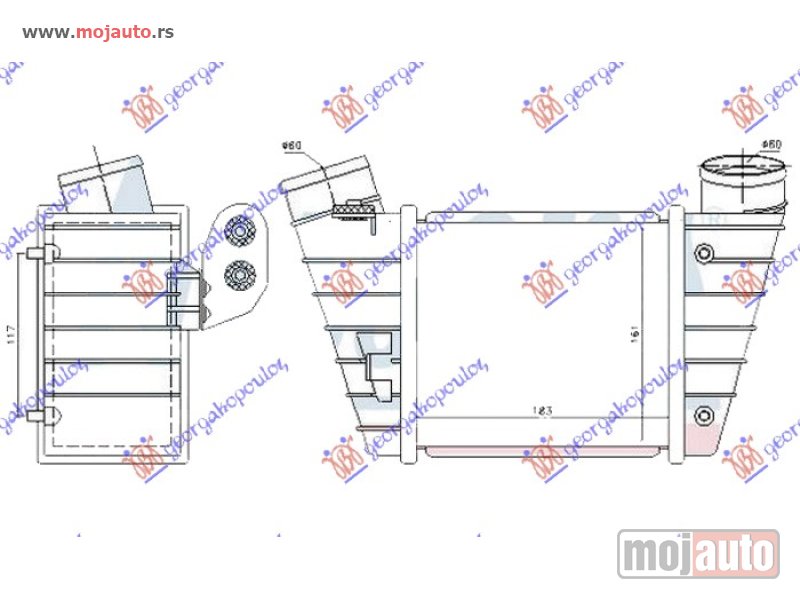 Glavna slika -  HLADNJAK INTERKULERA 1.8T (S3) (185X165X85) Levo Audi tt 98-06 -dostupno - MojAuto