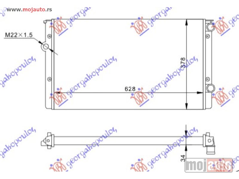 Glavna slika -  HLADNJAK MOTORA 1.9 TD (63x38) Vw golf iii 92-98 -dostupno - MojAuto