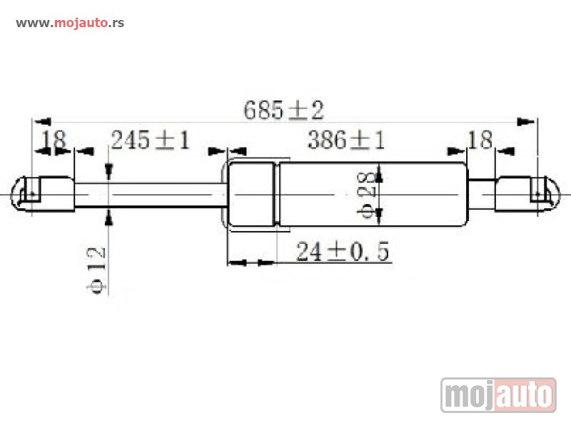 Glavna slika -  AMORTIZER GEPEK VRATA (686L-710N) Vw transporter (t4) 91-96 -dostupno - MojAuto