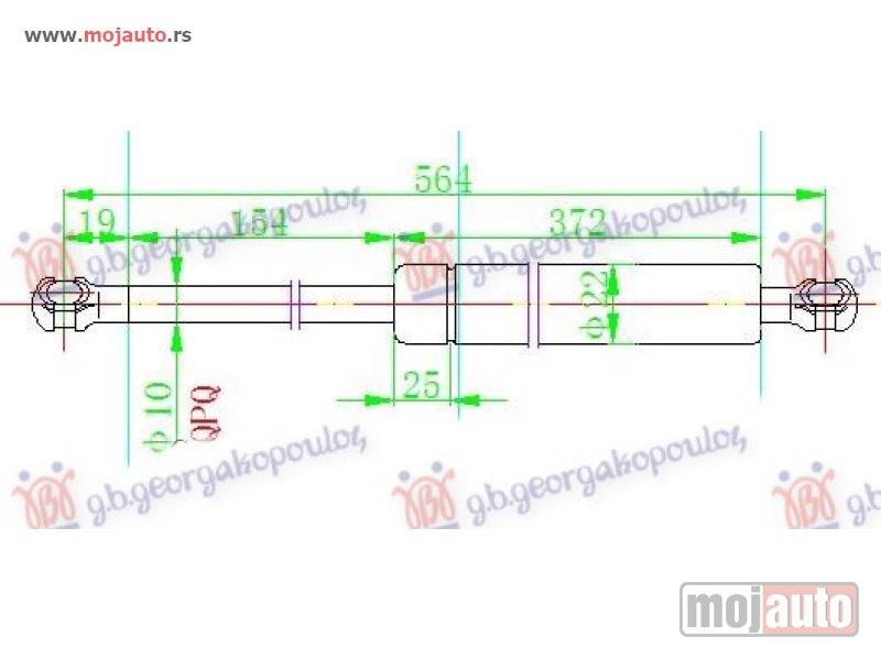 Glavna slika -  AMORTIZER GEPEK VRATA (564L-620N) Volvo xc60 08-13 -dostupno - MojAuto