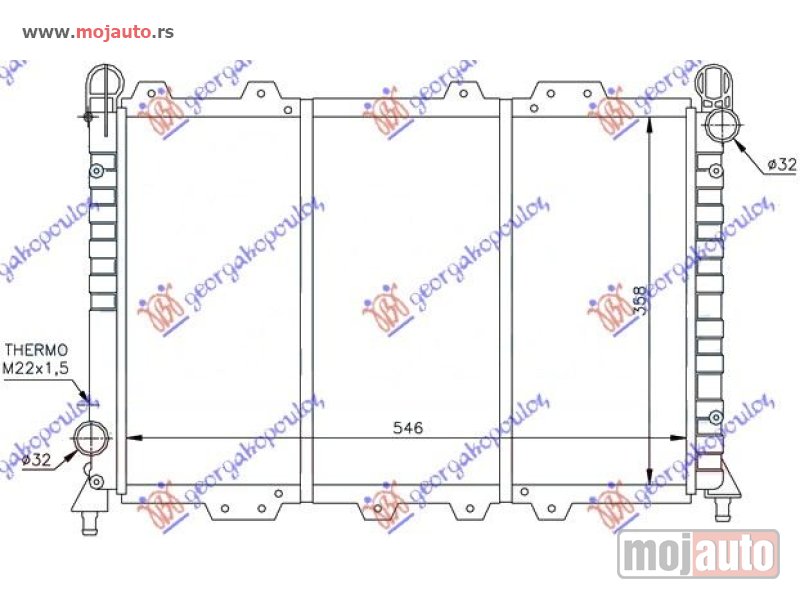 Glavna slika -  HLADNJAK MOTORA 1.3/1.6 BOXER (55x36) Alfa romeo 146 94-99 -dostupno - MojAuto