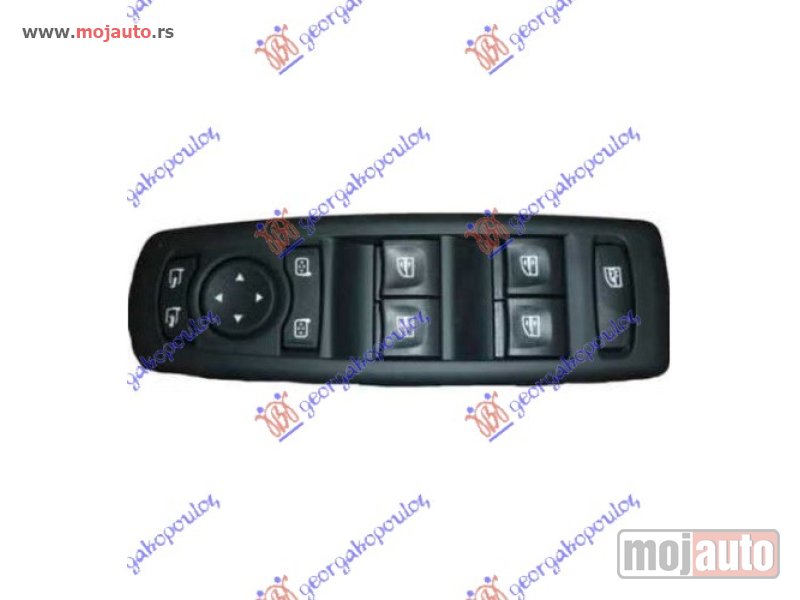 Glavna slika -  PREKIDAC U PREDNJIM VRATIMA SA OKVIROM VELIKI (4 TASTERA) (2 KONEKTORA) (13+6 PIN) Levo Renault laguna 07-15 -dostupno - MojAuto