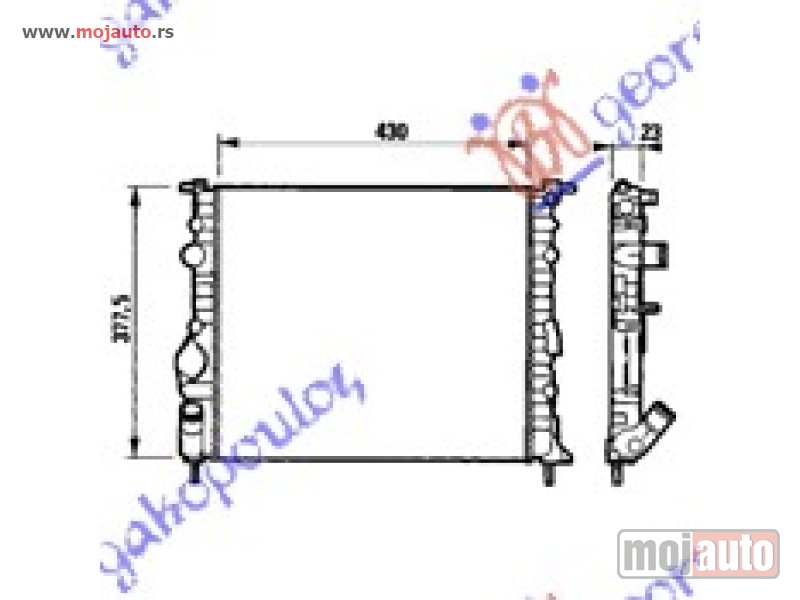 Glavna slika -  HLADNJAK MOTORA BENZIN (43x38) Renault kangoo 98-03 -dostupno - MojAuto