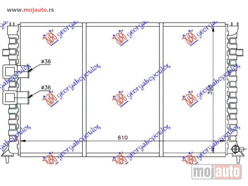 Glavna slika -  HLADNJAK MOTORA 3.0i 24V / 2.1 TD (MAN) (61x39.8) Citroen xantia 93-01 -dostupno - MojAuto