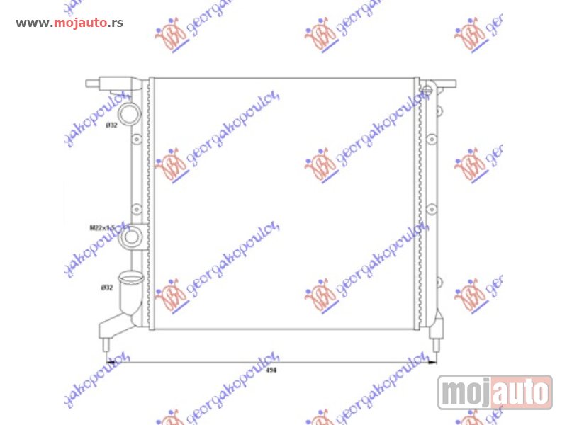 Glavna slika -  HLADNJAK MOTORA 1.2/1.4cc 8V (39x38) (ZATVOREN SISTEM) Renault 19 92-95 -dostupno - MojAuto