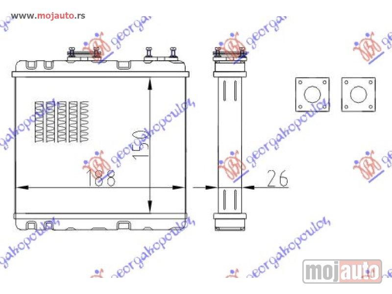 Glavna slika -  GREJAC KABINE (150x188) (BEZ CEVI I PREKIDACA) Nissan sunny (n14) sdn-h/b 92-95 -dostupno - MojAuto