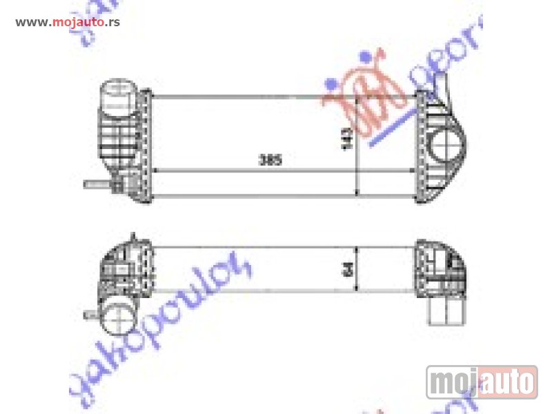 Glavna slika -  HLADNJAK INTERKULERA 1.5 DCi DIZEL (385x145x64) SRAFLJENJE Renault kangoo 08-13 -dostupno - MojAuto