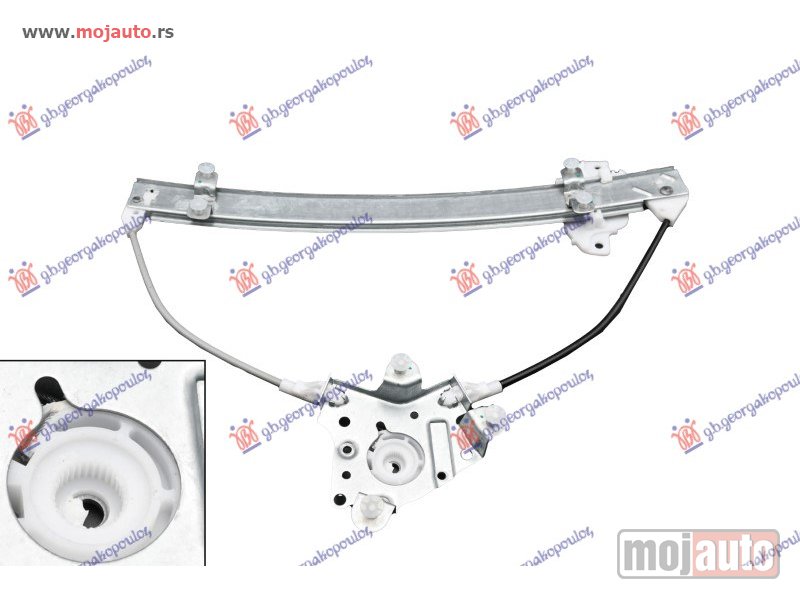 Glavna slika -  PODIZAC PREDNJEG PROZORA ELEKTRICNI (BEZ MOTORA) NOSAC MOTORA VISE OD 3 ZUBA Levo Hyundai accent l/b 94-97 -dostupno - MojAuto