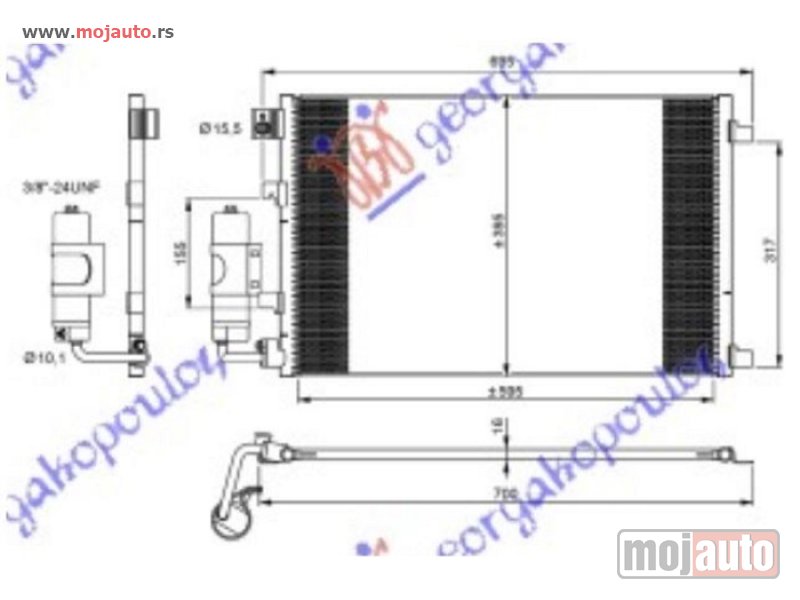 Glavna slika -  HLADNJAK KLIME BENZIN (600x385x16) Nissan qashqai 07-10 -dostupno - MojAuto